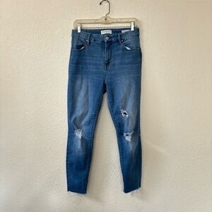 Pacsun Medium Wash Distressed Push Up Ankle Jeggings Size 27